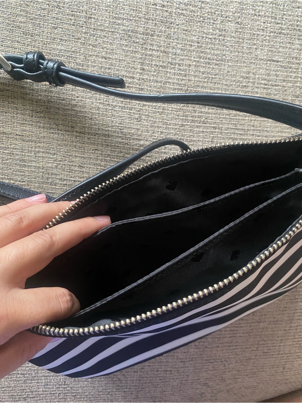 kate spade Black and White Striped Crossbody Bag - Picture 5 of 5